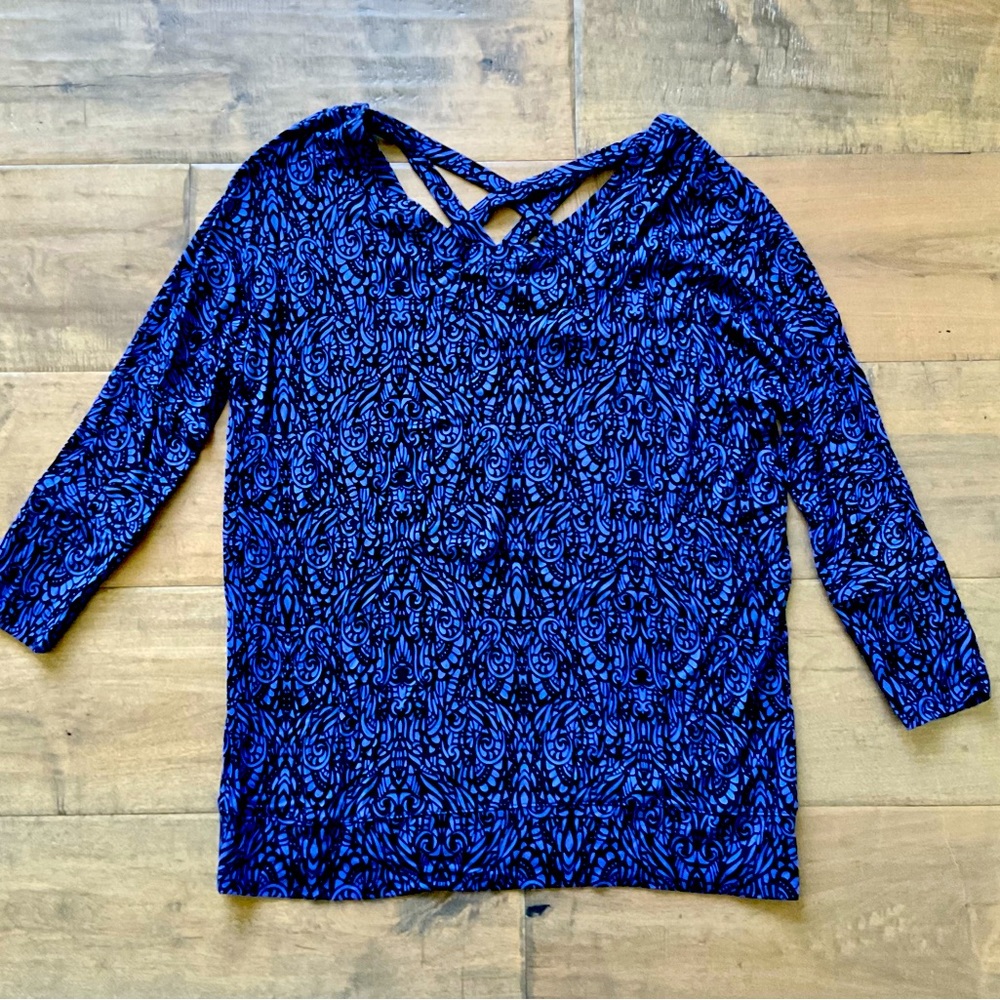 Soma Long Sleeved Top Blue and Black